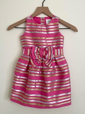 Gymboree Pink Metallic-Striped Bow Dress